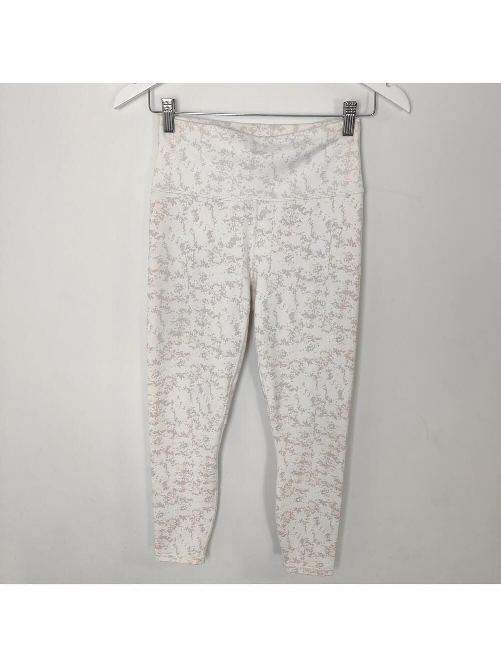Fabletics PowerHold Leggings Bundle White Marble and Brown High Rise Activewear